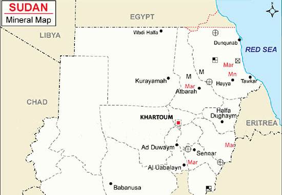 苏丹矿产资源分布图