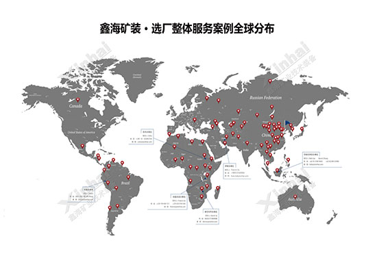 鑫海矿装选厂整体服务 - 全球分布图